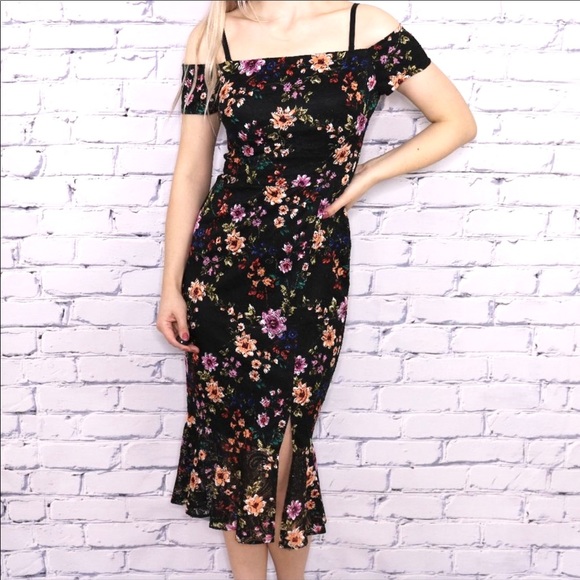 NWT Guess midi dress removable straps floral c1